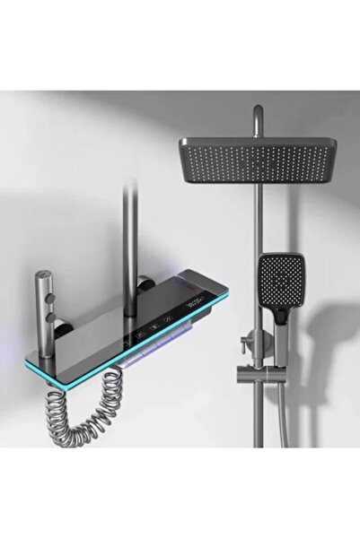 stuffix Sistem de baterie de duș cu trei manete, design clasic, gri