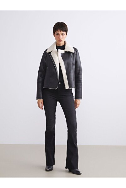 LC Waikiki Lcw Vision Women's Suede Coat with Plush Collar