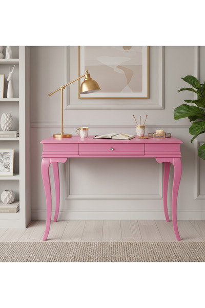 Wooding Mobilya 120 Cm Masif Rustik Pembe Çalışma Masası