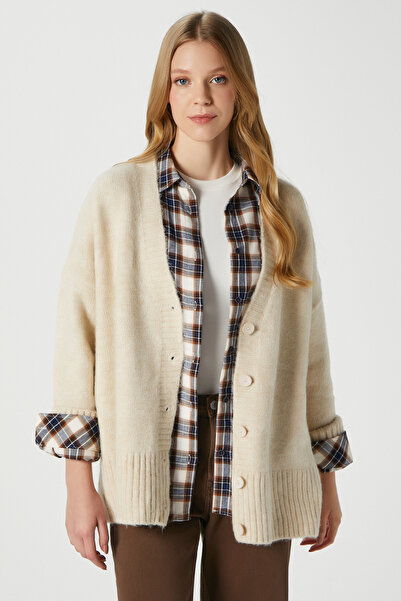 Ritnice Women's Alvin Soft V-Neck Stone Cardigan