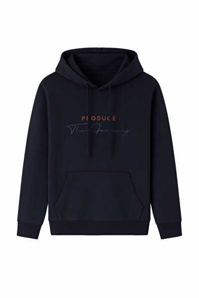 CGA Ανδρικό φούτερ Navy Blue με κουκούλα Μπροστά με τύπωμα Navy Blue επένδυση fleece Φούτερ