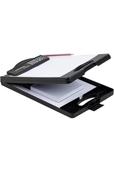 Mind Reader Clipboard with Storage and Calculator Clip, Low Profile - Black