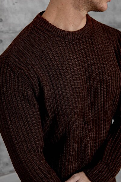 NOMARC Brown Mrk Circular Neck Knitted Tricot