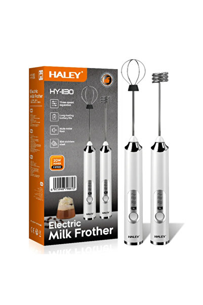 HALEY Spumator electric de lapte HY-1130, 20W, 3 viteze, încărcare USB, 2 cap...