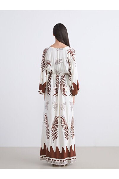 LC Waikiki Lcw Modest Double-Breasted Collar Patterned Dress