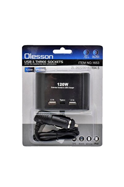 ElectroAZ Distribuitor auto 120W cu 3 prize 12/24V + 2 USB + 1 tip C / NO-1653