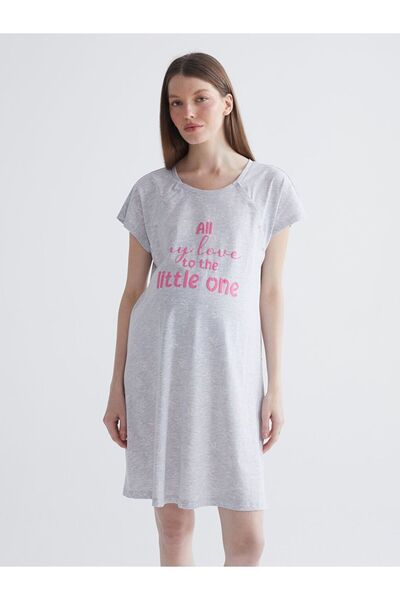 LC Waikiki Lcw Dream Crew Neck Printed Maternity Nightgown