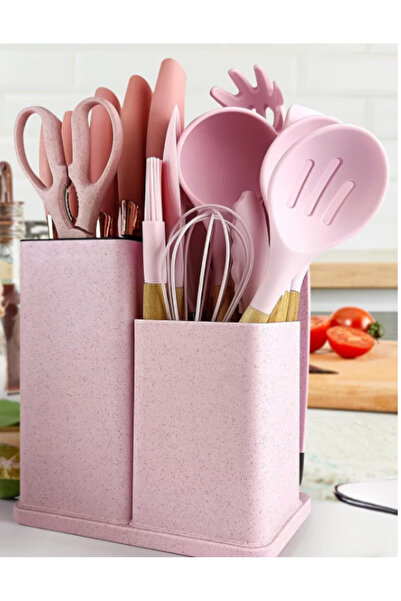 BASE PINK kitchen utensil set 19 pieces food grade silicone knives chopper heat resistant