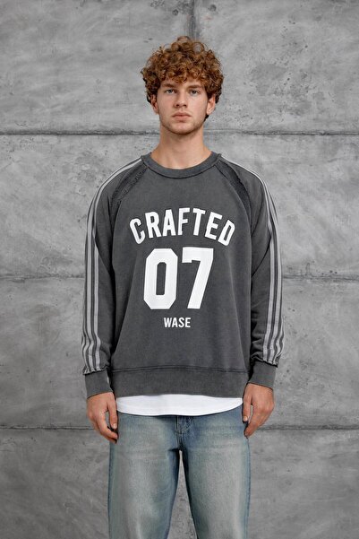NOMARC Füme CRAFTED BASKILI YIKAMALI SWEATSHIRT