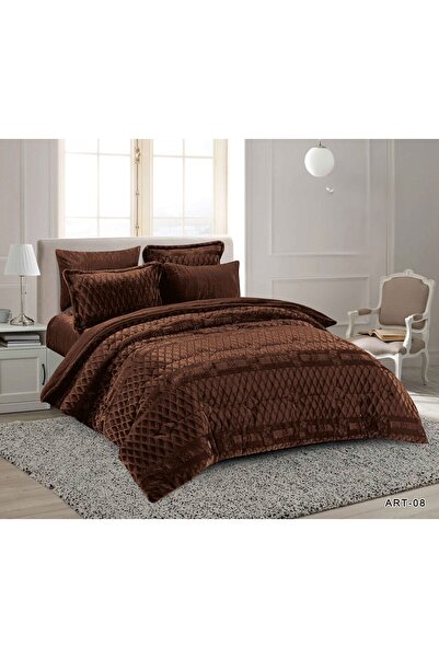 ALMIAAD ART Royal Double Winter Bedding Set, Reversible, Soft and Warm Velvet Faux Fur, Fully Filled, 6 Pieces, Size 250*230 cm