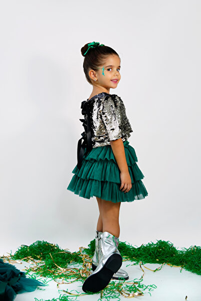 DUCA KIDS Σετ 2 τεμαχίων με λαμπερή μπλούζα με παγιέτες και φούστα από τούλι σε στρώσεις