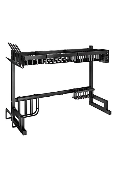 Generic Stainless Steel Dish Drying Rack with Cutlery Holder & Cutting Board Rack