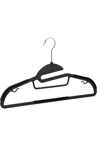 Amazon basics Non-Slip Heavy Duty Plastic Hanger with Rubber and Horizontal Bar, Grey (30-Pack)