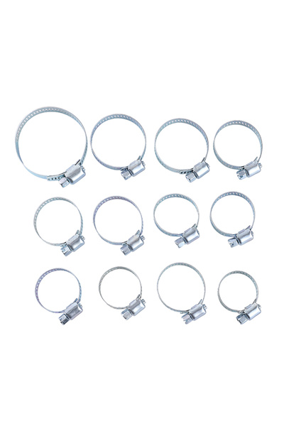 Lawazim Hose Clamp Set 12 Pcs - Stainless Steel Adjustable Worm Gear Pipe and Fuel Clamps