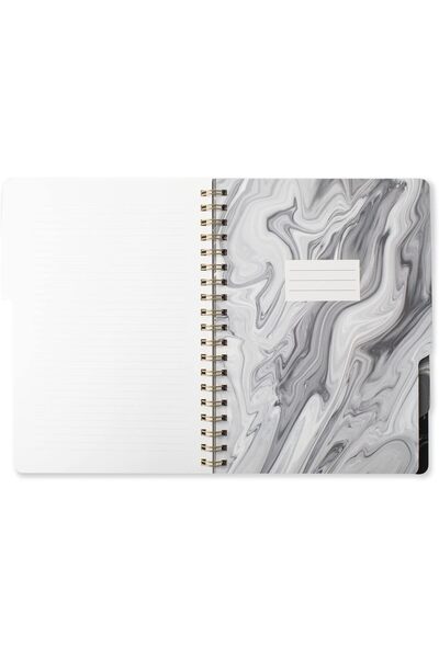 FRINGE Studio Large Spiral Notebook, Marble Gray, Flexible Paperback Cover, Ruled, 5-Subject, 7.25x1