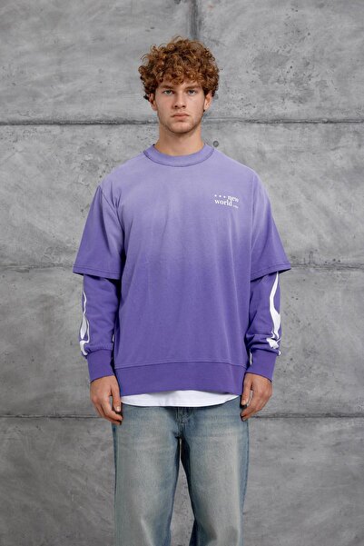 NOMARC ΦΟΥΤΕΡΙΑ oversized ΜΩΒ ΜΕ ΦΛΑΜΑ ΕΚΤΥΠΩΜΕΝΗ ΜΕ ΜΩΒ ΧΕΙΡΟΠΙΣΤΟΙΚΟ ΣΧΕΔΙΟ