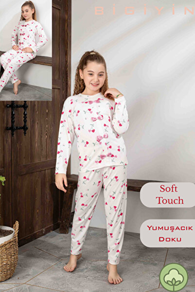 bigiyin Set de pijamale pentru fetiță din țesătură moale, cu detaliu de panglică, combinație mamă-fiică, poate fi personalizat