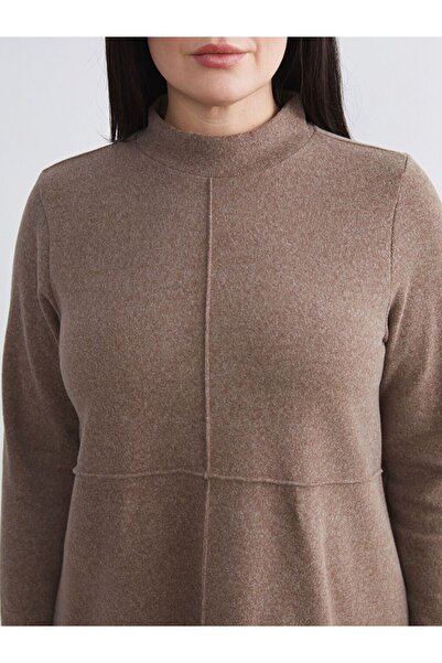 LC Waikiki Lcw Comfort Plus Size Mock Neck Mini Dress