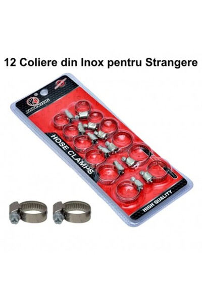 ElectroAZ Σετ 12 σφιγκτήρων σωλήνα από ανοξείδωτο χάλυβα
