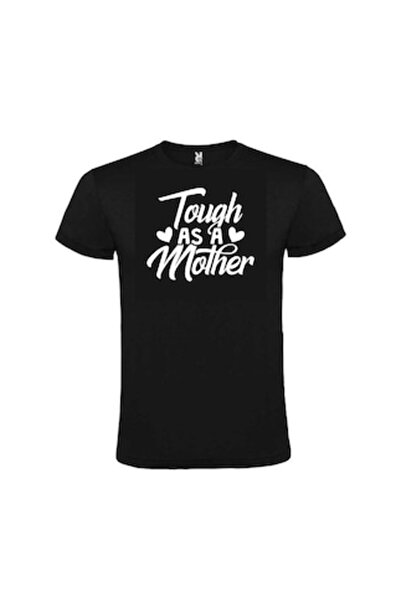 OEM Γυναικείο T-shirt «TOUGH AS A MOTHER», 100% βαμβάκι, μαύρο, μέγεθος S