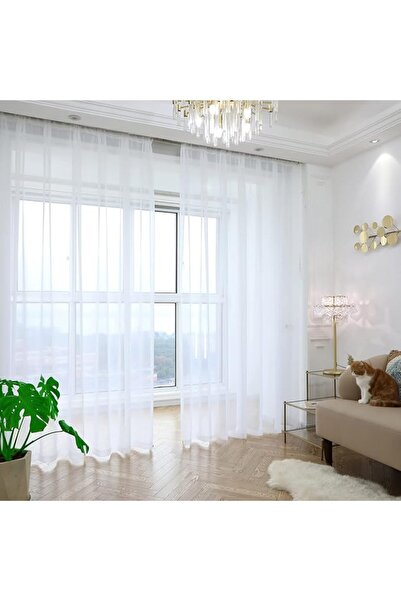 Generic Filized White Sheer Window Curtains, 84 in, 2 Panels, Rod Pocket, Polyester