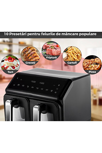 BASE Friteuza Dubla Fara Ulei Air Fryer afisaj digital 10L capacitate