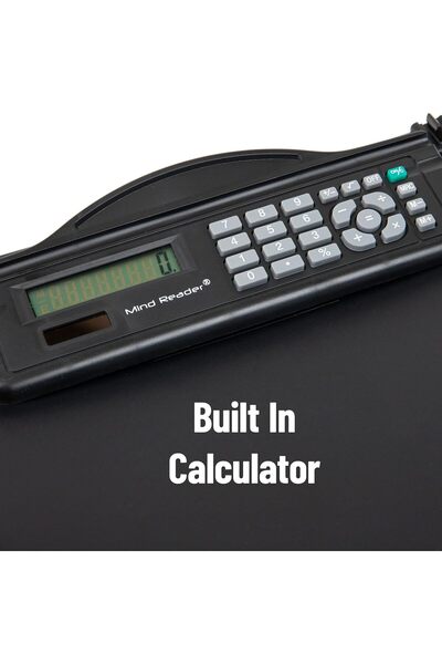 Mind Reader Clipboard with Storage and Calculator Clip, Low Profile - Black