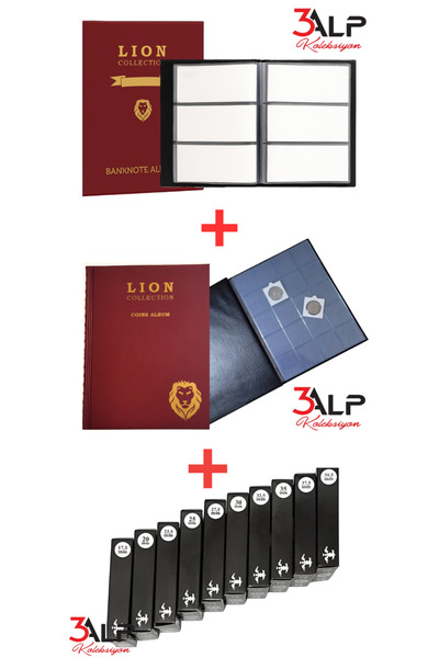 3Alp Koleksiyon Albüm ve Kapama Set-120 li Kağıt Para, 200 lü Madeni Kapamalı...