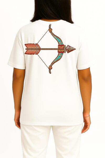 Bahriyeli Collection Oversized Sagittarius - Astrology Pocket and Back Design Unisex T-Shirt