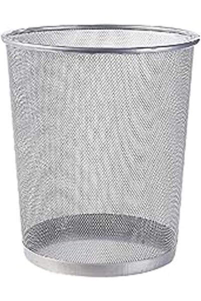 Generic سلة مهملات دائرية معدنية شبكية ICV V، خفيفة الوزن وصغيرة الحجم - فضية...