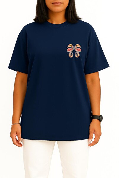 Bahriyeli Collection Oversized Gemini Zodiac Sign - Astrology Pocket and Back Design Unisex T-Shirt