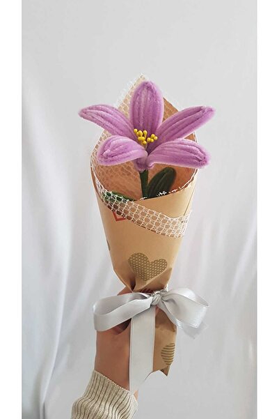 Badem Hediyecilik El Yapımı Zambak Şönil Çiçek Buket – Dekoratif, Solmayan, Hediye İçin İdeal