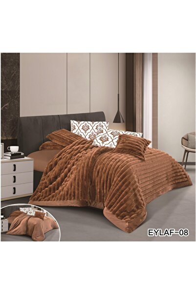 Red Rose Hotel-style winter bed set, 4 pieces, warm velvet faux fur, full filling, size 210*170 cm