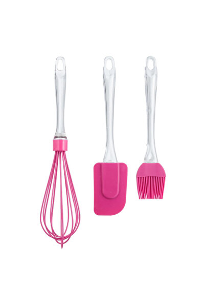 Amir Set of 3 pastry tools (whisk, basting brush and spatula) PINK Glitter Handle