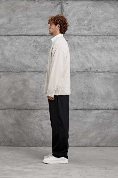 NOMARC Beige 251 V Neck Oversized Knitwear