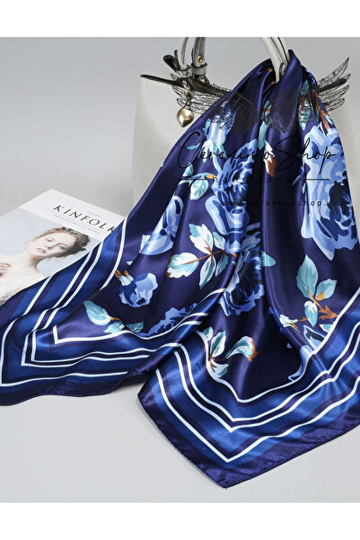 Cerenimo Shop وشاح منقوش من الساتان (90×90 سم)