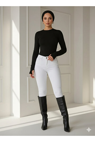 blck & premium Viscose Slimfit Blouse with Finger Detail