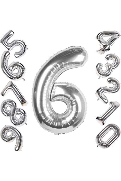 Baloane Vesele Balloon Number 6 Silver CFR5-6