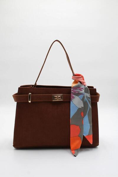 cosybag. Women's Lock Belt Detailed Suede Cross Strap Hand Shoulder Bag Burgundy