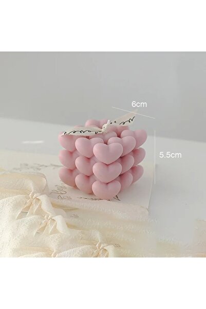 Flippy Decorative Scented Candle - Abstract Heart Cube, 6 x 5.5 cm, Oregano & Narcissus, Pink