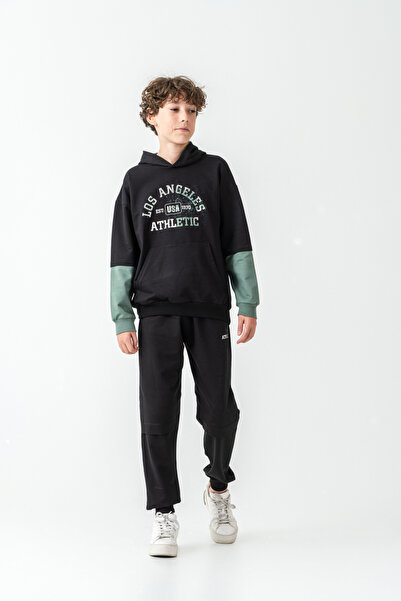 Mışıl Kids Αθλητικό σετ φόρμας Los Angels με τύπωμα με κουκούλα με τσέπες καγ...
