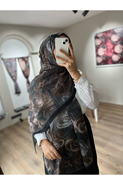 Merwiss Soft Glow Muslin Shawl - Black-Beige
