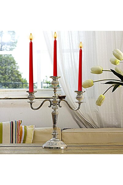 Flippy Set of 4 Dinner Candles, Unscented Smoke-Free Paraffin, 2.2 x 25 cm, Red