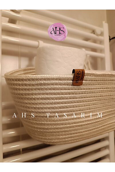 Ahs Tasarım Natural Wicker Hanging Basket – Bathroom & Kitchen Wall and Honeycomb Towel Rack Top Organizer