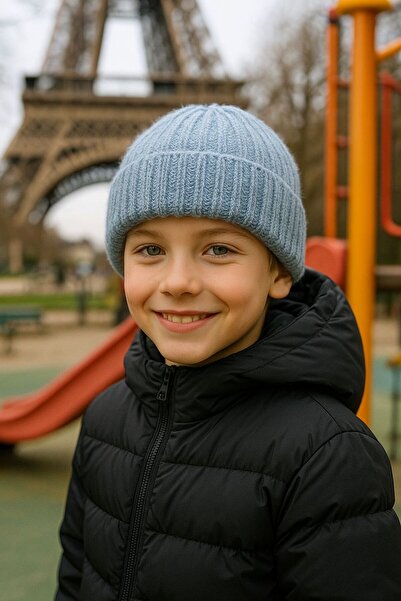 MARBERRY Beretă pentru băiat din lână Baby Blue material reiat 7-12 ani