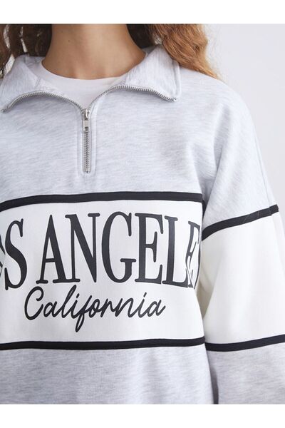 LC Waikiki Xside Los Angeles Printed Oversized Women's Thick Sweatshirt