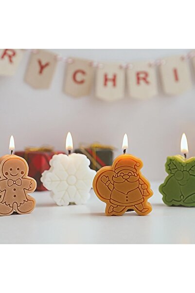 Flippy Set de 4 lumânări parfumate Flippy, temă de Crăciun, parafină, 10,2 x 9,1 x 2,7 cm, multicolore