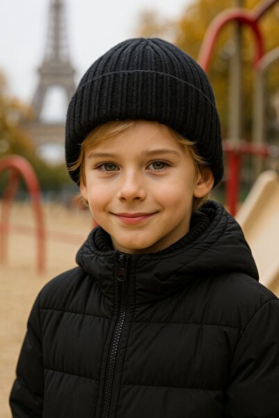 MARBERRY Beretă neagră din lână pentru băiat, 7-12 ani