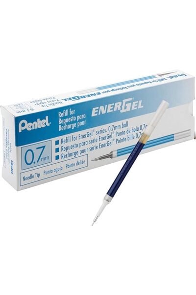 Pentel أقلام جل سائلة من EnerGel، رأس إبرة 0.7 مم، عبوة من 12 قطعة، أزرق (LRN...