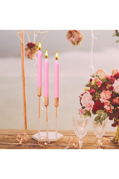 Flippy Set of 4 Table Candles, Odorless & Smokeless, Paraffin, 2.2 x 25 cm, Pink